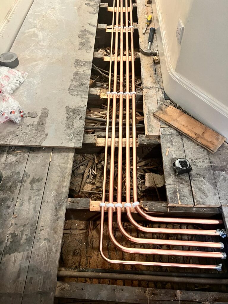 central heating pipework replaced